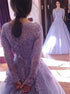 Ball Gown Jewel Long Sleeves Lace Tulle Prom Dress LBQ0773